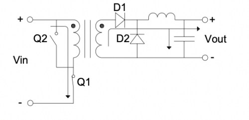 Fig.2: Current Flow w/ Q1 Closed, Q2 Open
